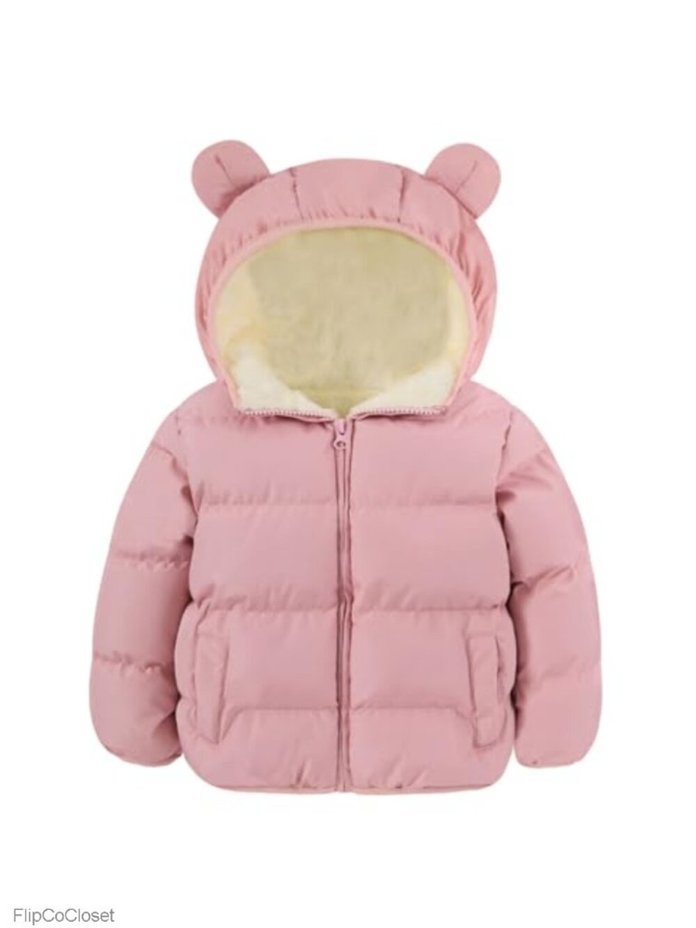 Toddler Puffer Jacket Bear Ear Hooded Fleece Lined Winter Coat